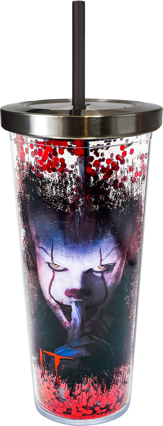 Spoontiques IT Glitter Filled Acrylic Tumbler - Glitter Cup with Straw - 20 oz - Stainless Steel Locking Lid with Straw - Double Wall Insulated - BPA Free