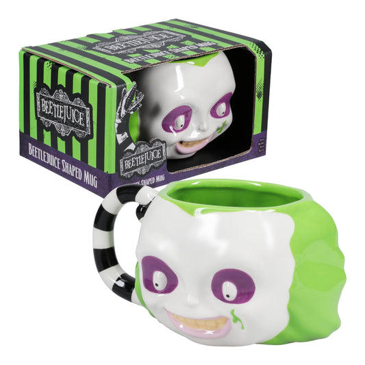 Paladone Beetlejuice Face Shaped Mug - Officially Licensed Merchandise Gift for Retro Horror Movie Fans, Extra Large 3D Ceramic Drinkware, 80's Movie Collectors Cup, 650ml (21 fl oz)