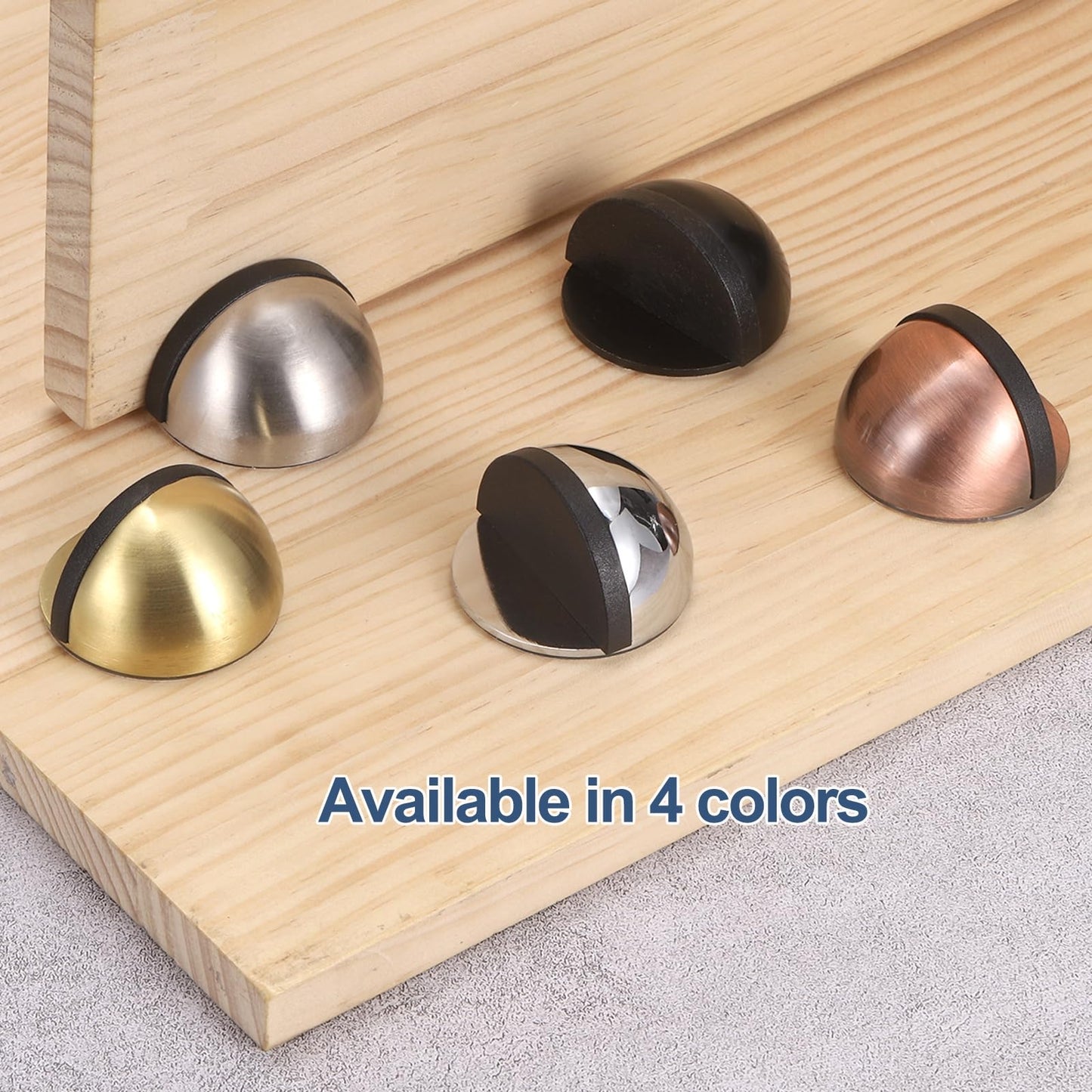 uxcell 4 Pack Low Dome Floor Door Stop, 45mm Dia. Self Adhesive Door Stoppers, No Drilling Stainless Steel Half Dome Rubber Bumper Wall Protector for Bedroom Bathroom, Bronze