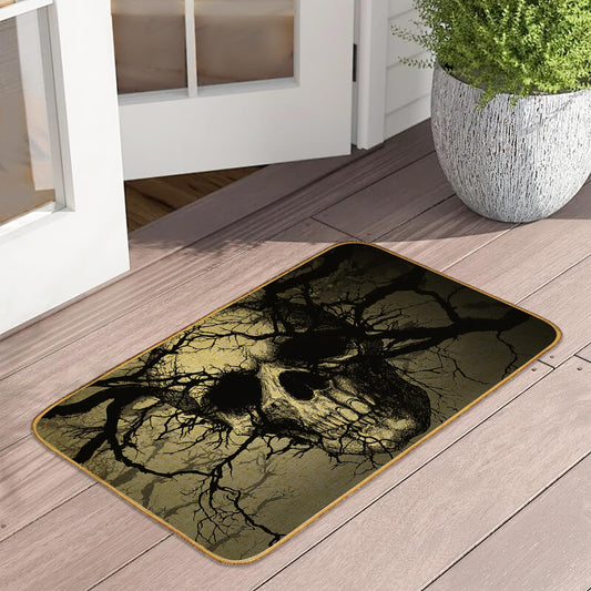 Goth Skull Tree Doormat Outdoor Entrance,Halloween Black Skeleton Front Door Mat Decorative Indoor Outdoor Non-Slip Entryway Rug for Home Entrance Outside Entry Floor Patio 17x29 Inch