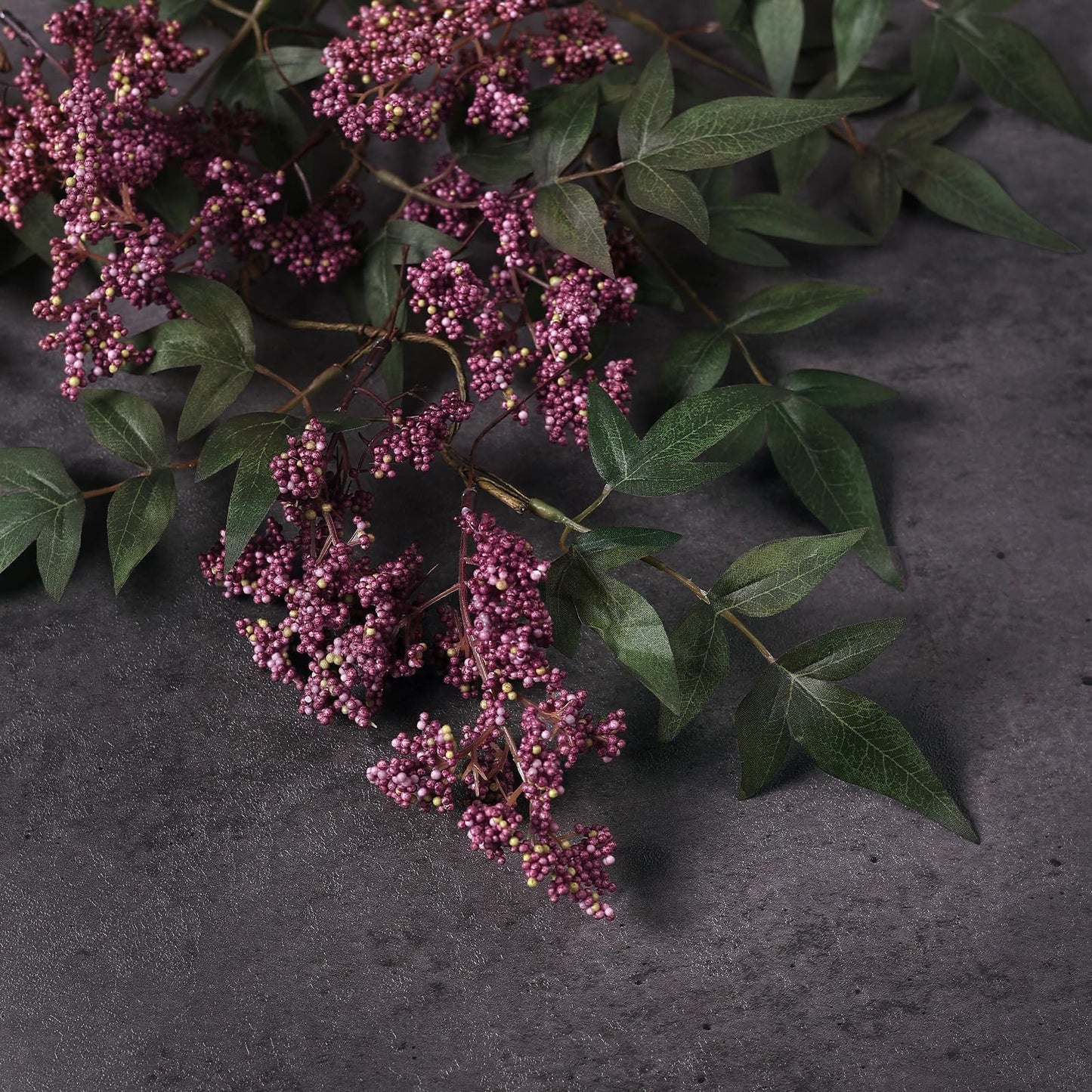 2 Pcs 36" Artificial Nandina Berry Stem, Realistic Berry Spray(Dusty Plum)
