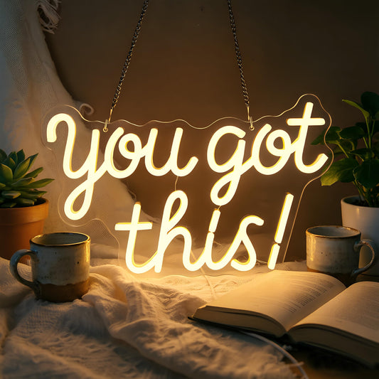 Mvorixa You Got This Neon Sign Dimmable LED Neon Light for Wall Decor, Inspirational You Got This Sign Lights for Home, Bedroom, Office, Student Dorm, Classroom, Party Decor& Motivational Gift