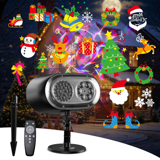 Christmas Projector Lights Outdoor No Need to Change Cards, 26 Effects Holiday Christmas Projector Light Outdoor 2 in 1 with Remote, Christmas Decorations Lighting for Outside Home Party House Decor