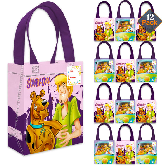 Scooby Doo Party Favor Bags Set – 12 Pack 8" Goodie Bags for Kids Bulk Reusable Mini Totes | Scooby Doo Birthday Party Supplies