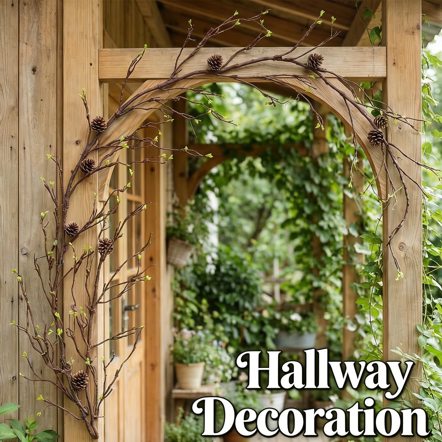 118 inch Large Bendable Artificial Floral Tree Branches Twigs Vines Cherry Blossom Trunk Ivy Wood Wall Fake Hanging Plants Willow Grapevine Garland for Wedding Arch Jungle Halloween Patio Decoration