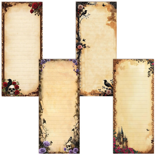 Whaline 4Pcs Halloween Magnetic Notepads Vintage Gothic Style List to-Do Paper Pad Grocery Shopping List Memo Pad for Spooky Holiday Home Kitchen Fridge Decor