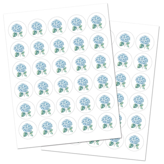 Blue Hydrangea Envelope Seal Stickers, 1.5 inch, 60 Labels