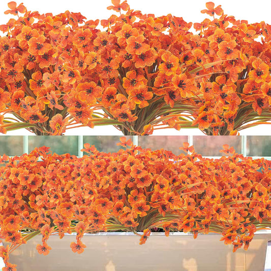 Grunyia 20PCS Autumn Fall Artificial Flowers Outdoor, Fall Porch Decorations, Realistic Waterproof Faux Flowers for Outside Porch Decor, Thanksgiving Halloween Home Garden Decor (Fall Red)