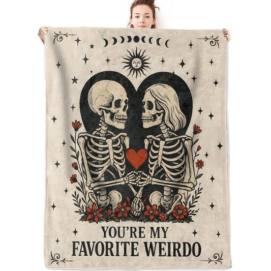 olpddz Gothic Skeleton Flannel Blanket Gifts for Couple,60x50inch,Goth Romance Design Throw Blankets with Vintage Skull Love Design,for Bedroom,Living Room,Camping,Valentine,Halloween Decor Throws