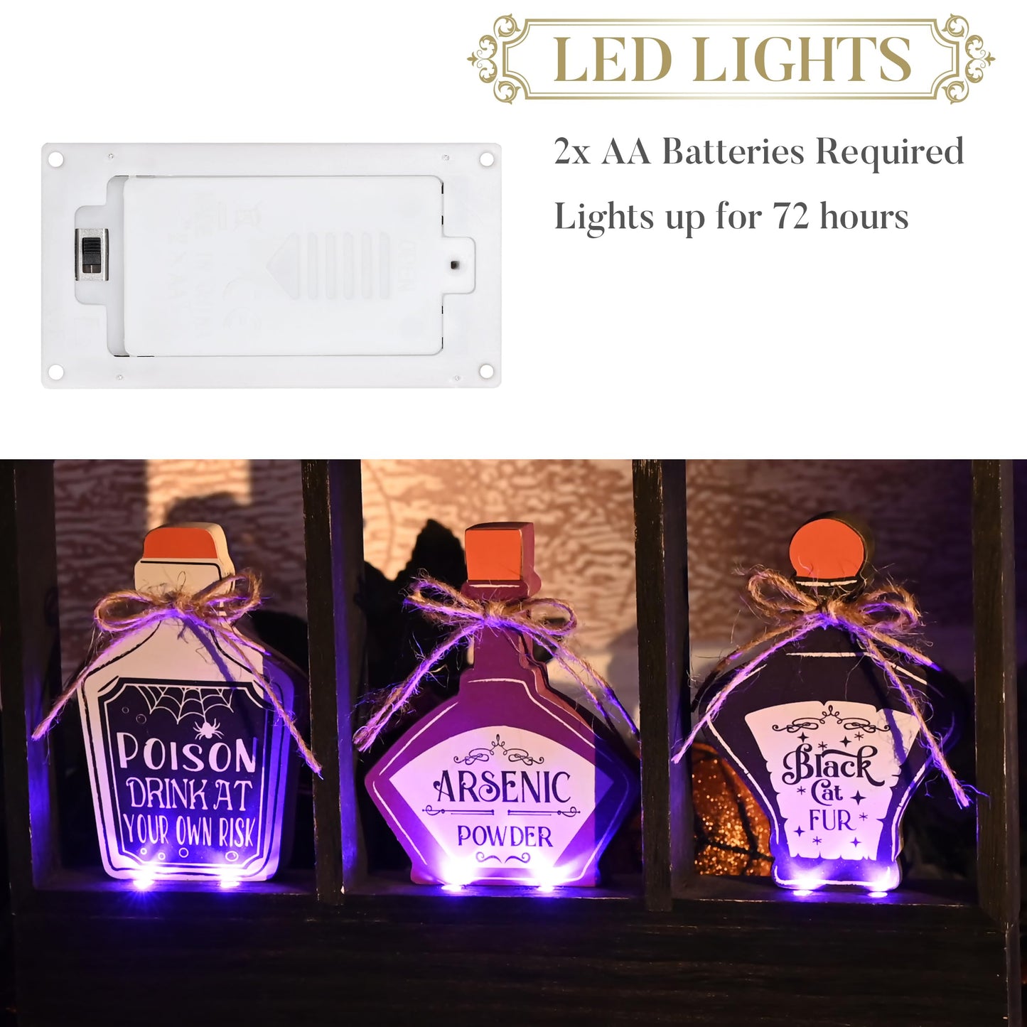 Valery Madelyn Halloween Decorations Indoor with Purple LED Lights, Lighted Spooky Halloween Decor Pick Your Poison Rusitc Farmhouse Tabletop Sign, Witch Decorations for Home Party Office, 12 Inch