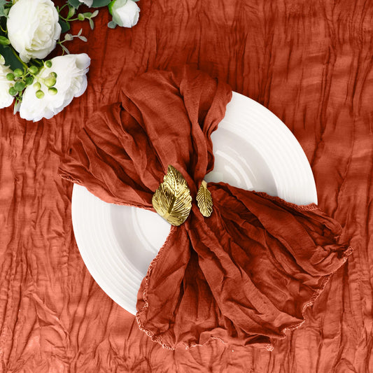 Cupuamon 50 Pack Cheesecloth Napkins 20x20 Inch Dinner Table Napkins Boho Washable Rustic Gauze Napkins Bulk for Wedding Bridal Baby Shower Party Decor (Terracotta)