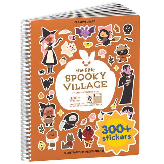 Spooky Village Halloween 300+ Sticker Book by Cupkin Toddler Travel Activity Coloring + Sticker Book, Road Trip Essentials, 8 Coloring Pages + Side by Side Scenes for Ages 2–8 Years