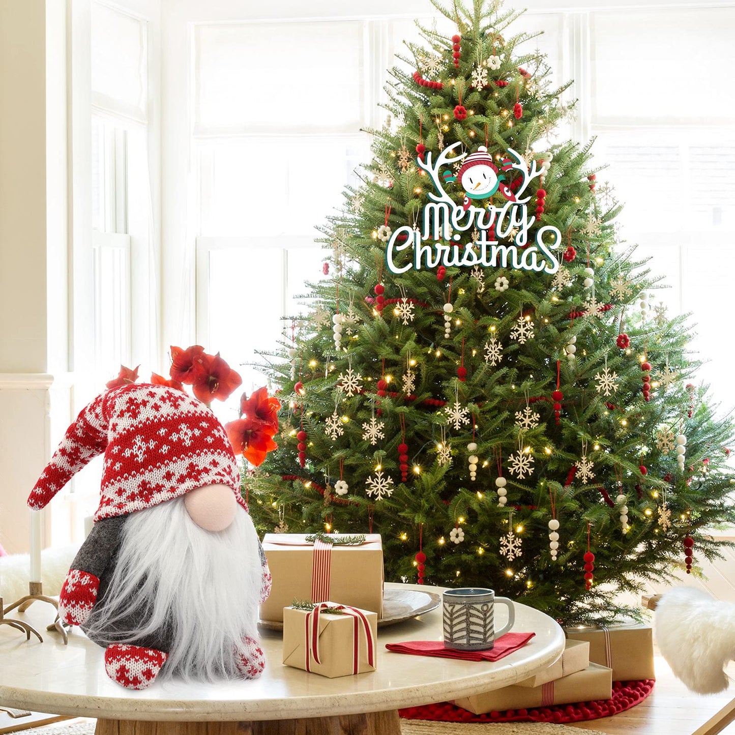 BOPIPA Gnome Christmas Decorations Swedish Tomte Stuffed Gnomes Plush Ornaments Holiday Elf Dwarf Thanksgiving Halloween Valentines Nordic Santa Gifts Home Tiered Tray Tabletop Décor