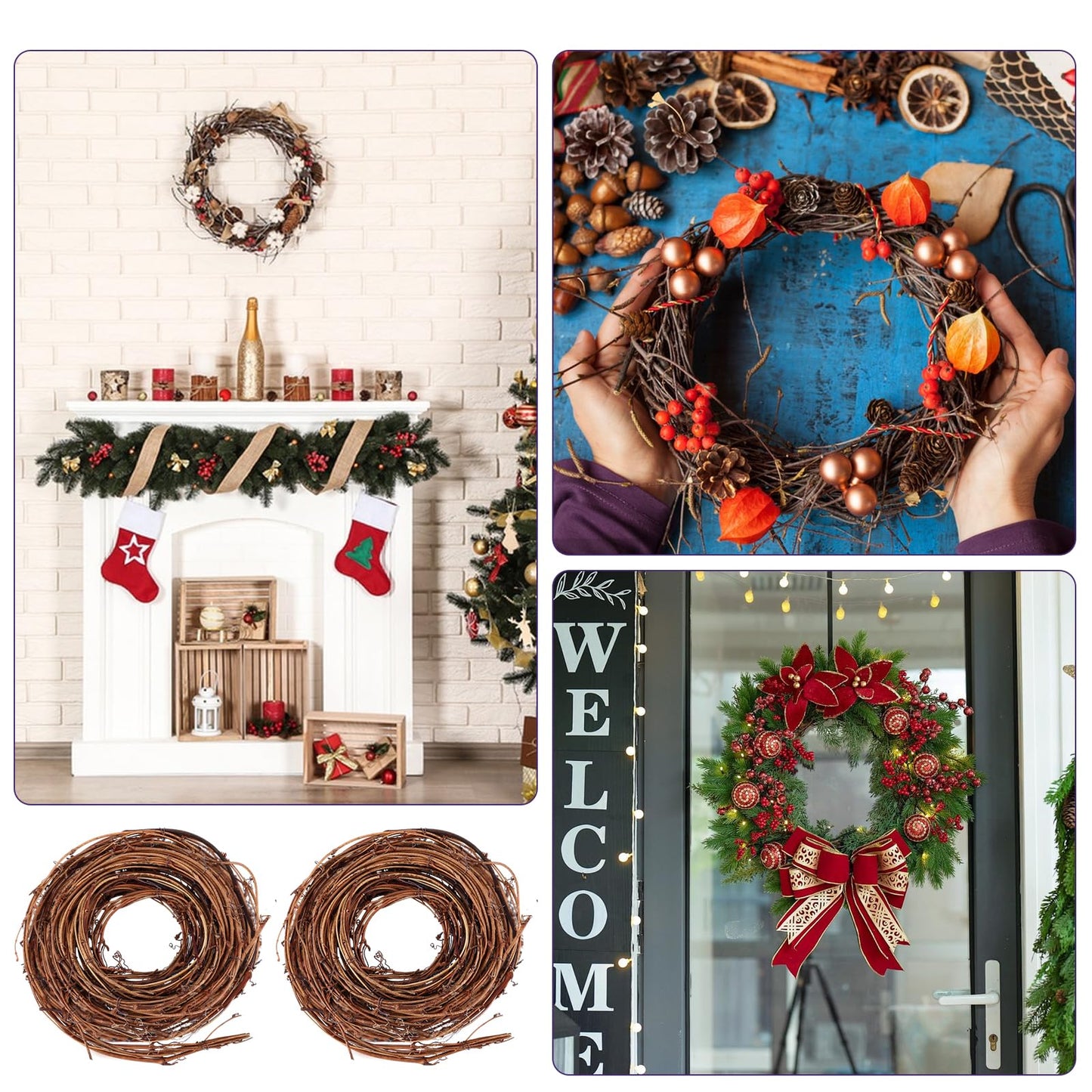 LDHHYH 9 PCS 15 Feet Grapevine Garland, Natural Grapevine Wreath for Crafts, Twig Wreath Twig Garland, Grape Vine Wreaths for Crafts Wedding House Holiday Door Wall Decor