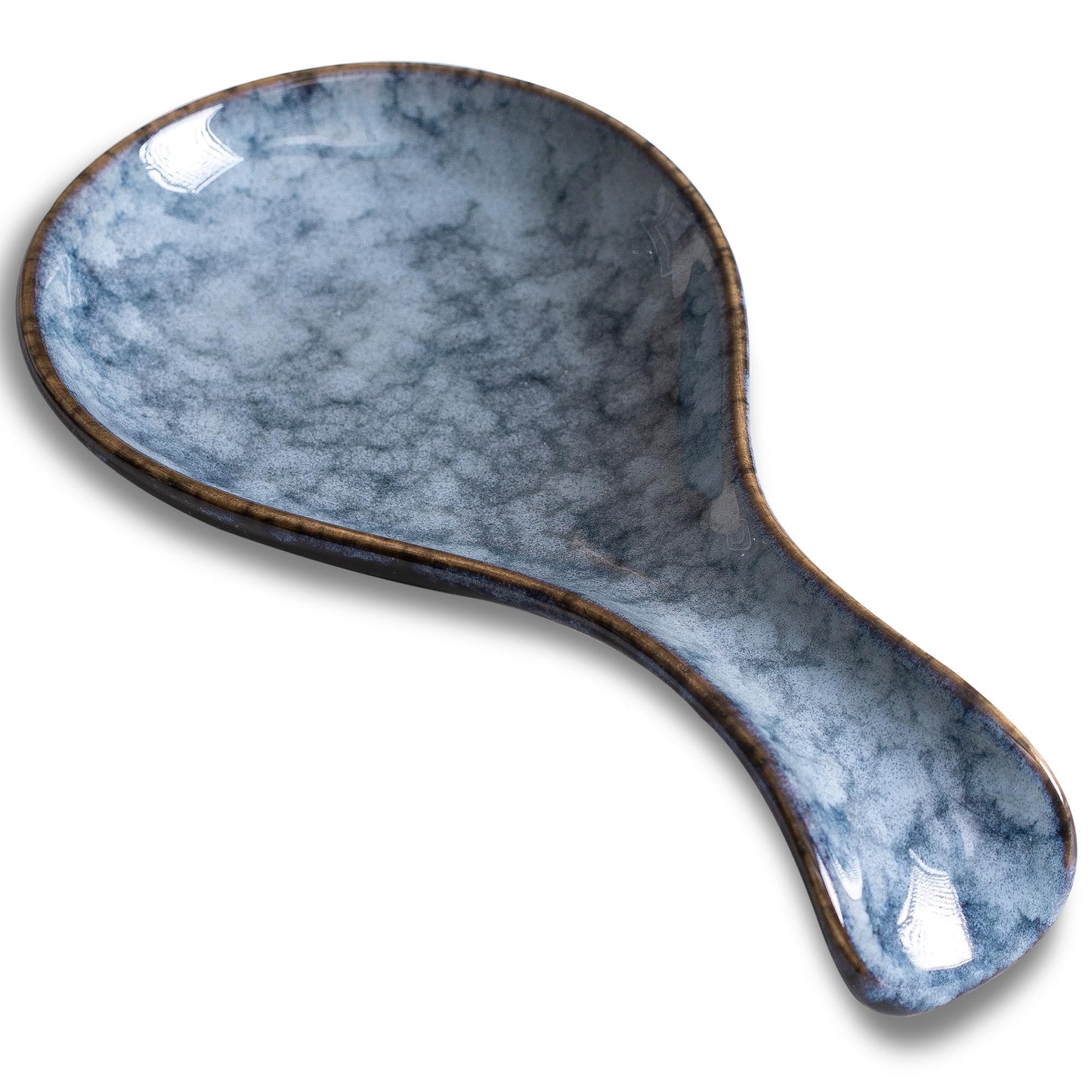 Ceramic Spoon Rest for Stove Top, 8 In Large Spoon Holder for Kitchen Counter, Porcelain Utensil Rest, Housewarming Thankgiving Christmas Gift, Dishwasher Safe Heat-Resistant, Marble Gray(1 PC)