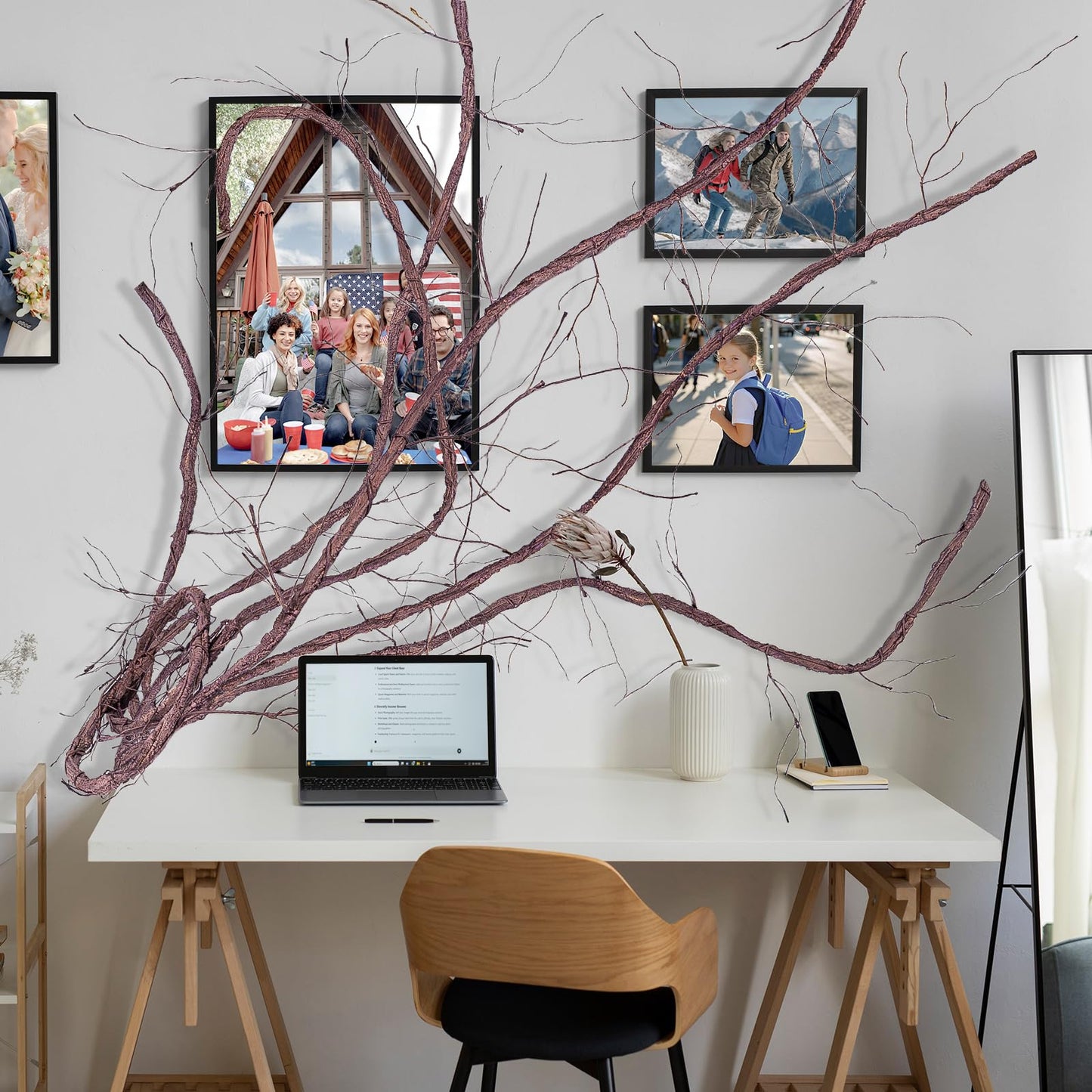 118 inch Bendable Artificial Brown Tree Twigs Branches, Small Size Wall Hanging Artificial Tree Branches, Fake Twig Grape Vines for Artificial Plant, Home Living and Outdoor Garde
