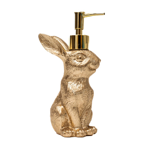 Gold Bunny Soap Dispenser – Vintage Rabbit Hand & Dish Soap Dispenser for Kitchen Sink & Bathroom Vanity – Rust Proof Pump Lotion Bottle – Resin Animal Statues Home Decor & Easter Decorations, 8oz