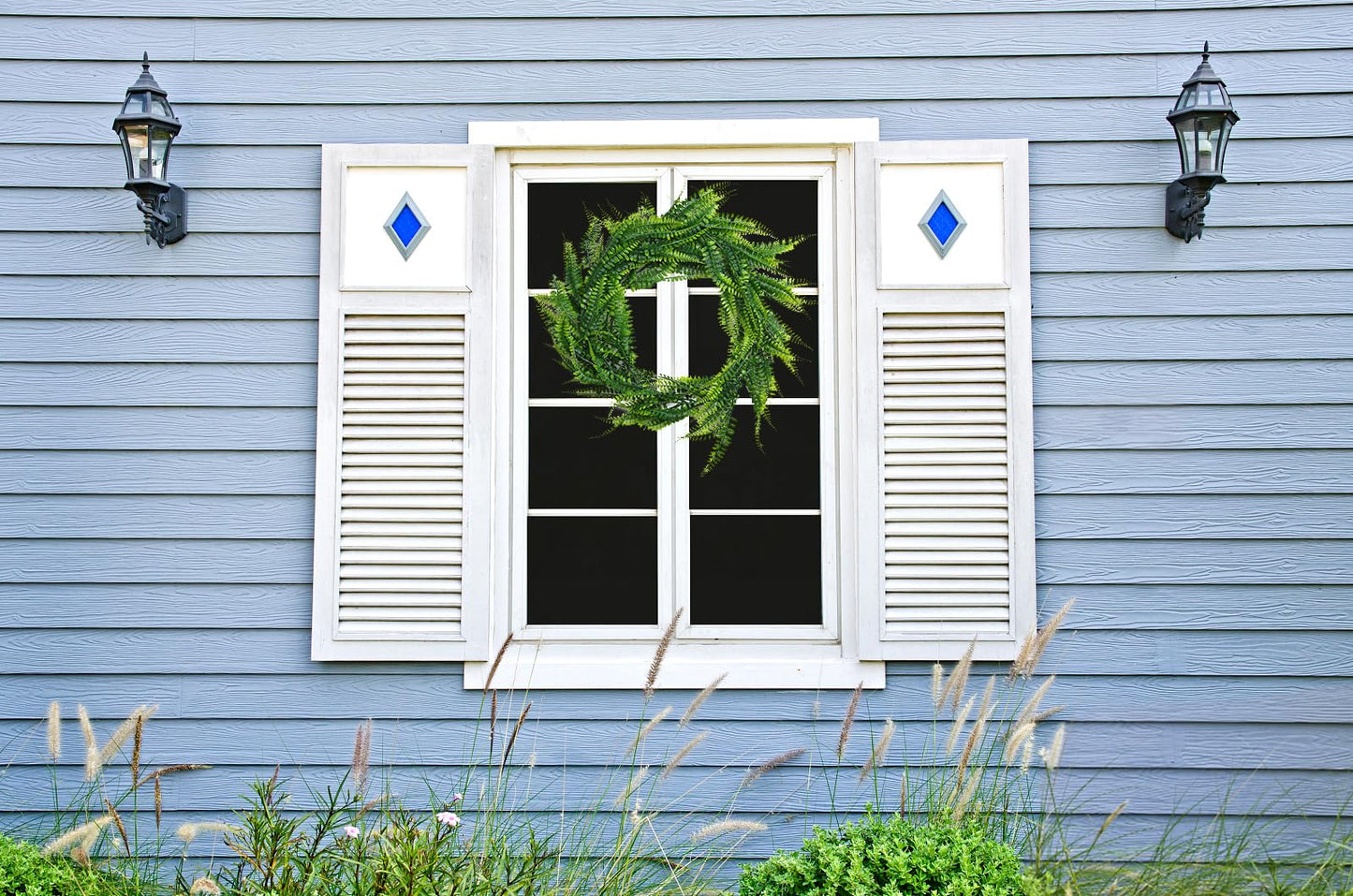 RECUTMS 2Pcs 5.8Ft Artificial Boston Ferns Garland Fake Hanging Plant Greenery Leaves Ivy Garland Faux Ferns Vines for Spring Sunmmer Outdoor Indoor Home Garden Wedding Graduation Party Wall Decor