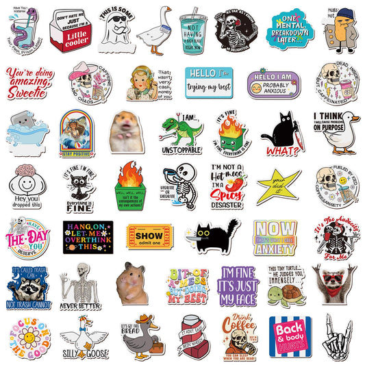 Xuhal 50 Pcs Funny Fridge Magnets Bulk Reusable Novel Expressions Cute Animal and Words Refrigerator Magnets for Adults Home Office Kitchen Decoration