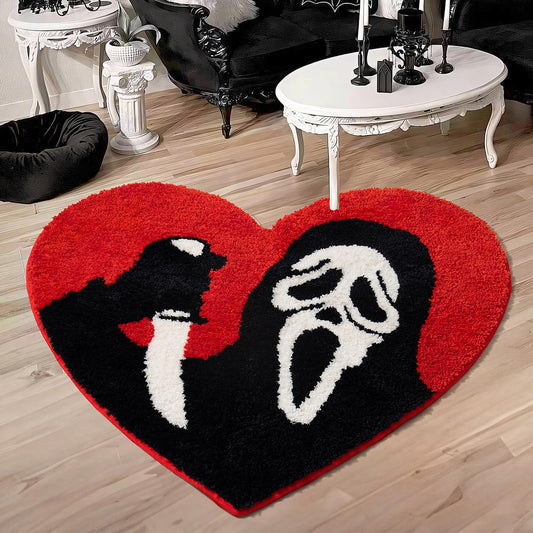TANVILL Bathroom Rugs Black Red Bath Mat Non Slip, Christmas Home Decor, 35”x42” Funny Skull Large Bath Rugs Washable Absorbent Gothic Decor Spooky Gifts
