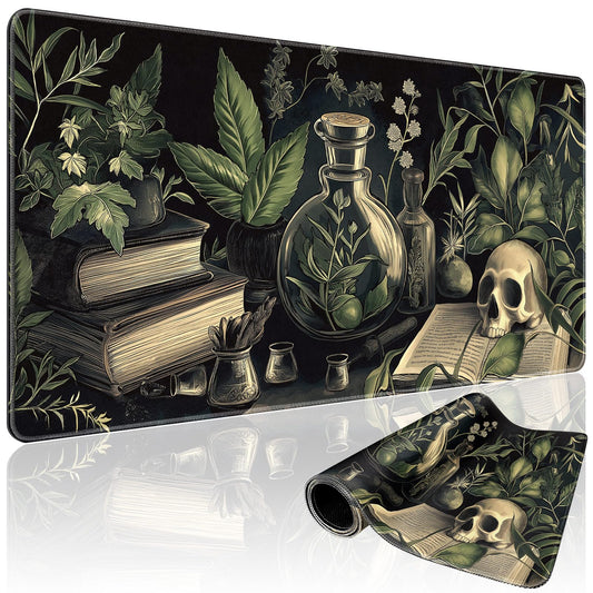 Mcapirivo Gothic Dark Botanical Large Gaming Mouse Pad 31.5"x15.7"｜XXL Desk Mat, Non-Slip Rubber Base & Stitched Edges - Extended Waterproof Mousepad for PC/Laptop/Office/Home Decor