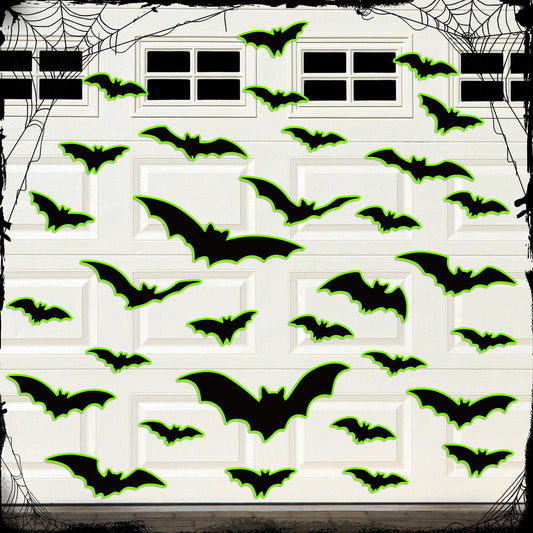 Kanayu 32 Pcs Halloween Garage Door Decorations Magnets Glow in the Dark Black Bats Spider Garage Door Magnets Luminous Magnetic Stickers Halloween Decorations for Home Car Refrigerator(Classic Bat)