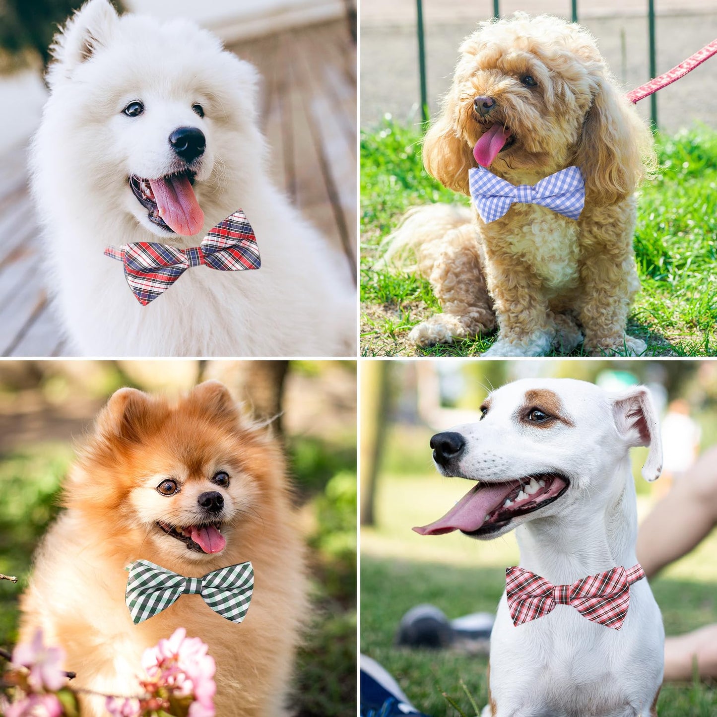 Segarty Puppy Bow Ties, 10 PCS Dog Bowtie Collar Bulk Holiday Cat Collar Grooming Bows for Pet Photography Festival Party Neck Wear Gift, Cute and Plaid Patterned