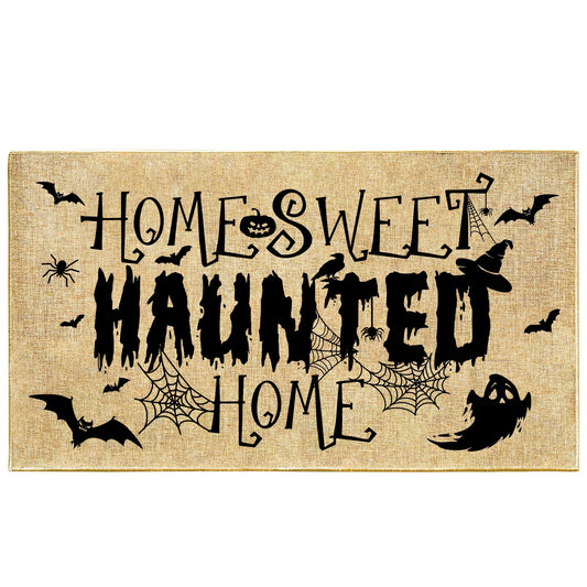 Halloween Welcome Doormat Front Door Entrance Mat for Indoor Outdoor Home Sweet Haunted Home Doormat Ghost Bat Door Mat Holiday Inside Outside Rug Carpet for Entryway Hallway Porch Patio