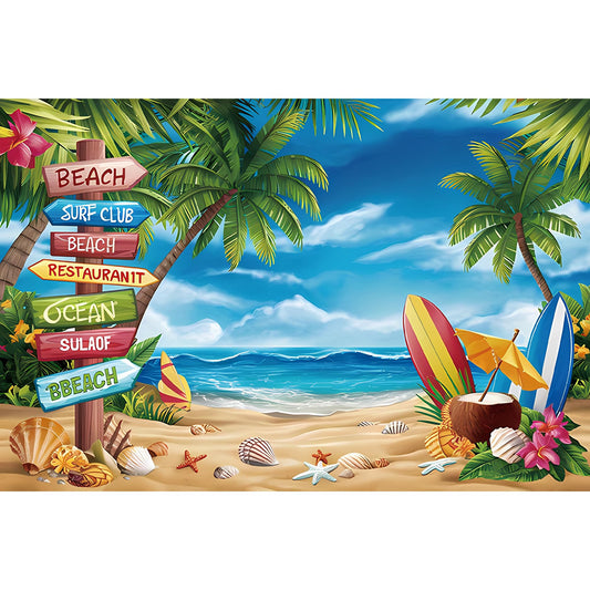 Photo Booth Backdrop and 30Pcs Props, 5x3 ft Aloha Themed Backdrop for Luau Party Decorations, Non-Reflective Surfboard & Tropical Leaf Backdrop for Pool Party, Beach Birthday Backdrop