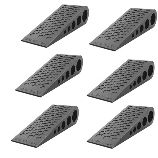 Door Stoppers for Bottom of Door Premium Floor Rubber Door Stop Wedge Made in USA Heavy Duty Honeycomb Design for Carpet, Tile, Ideal for Home, School, Commercial, Black 6 Pack
