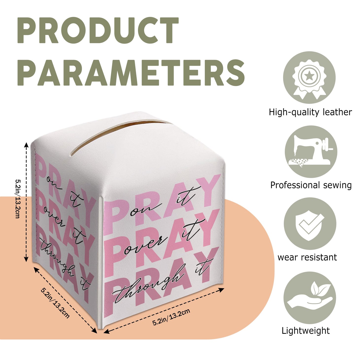 Pink Gifts Tissue Box Cover Square, Inspirational Gift Ideas for Friends, Pray Over It, Skeleton Desk Decor for Bathroom Office, Housewarming New Home Favor-(5.2 Inches) A60