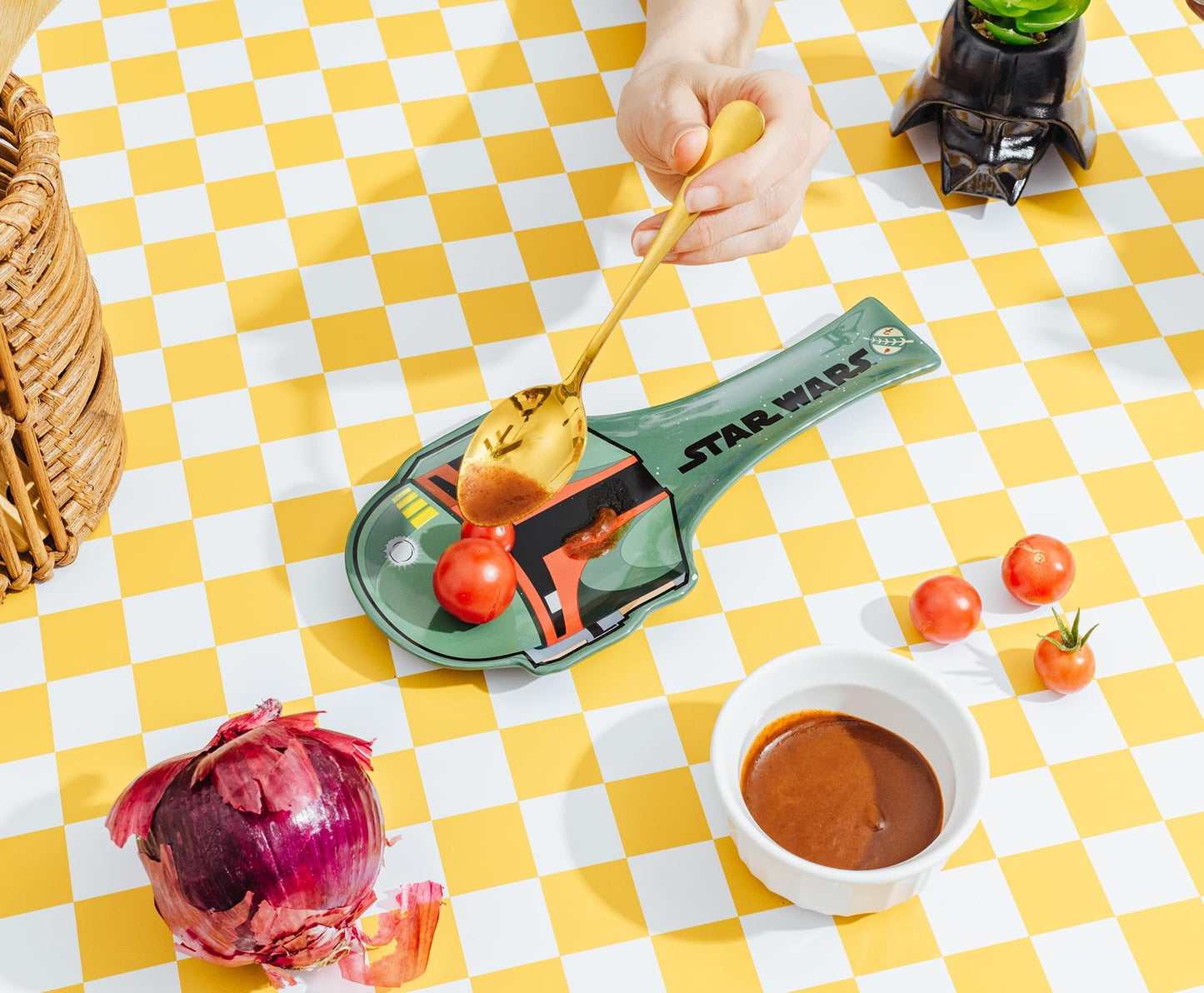 Star Wars Boba Fett Sculpted Ceramic Spoon Rest Holder | Kitchen Organizer For Utensils To Keep Countertop Clean