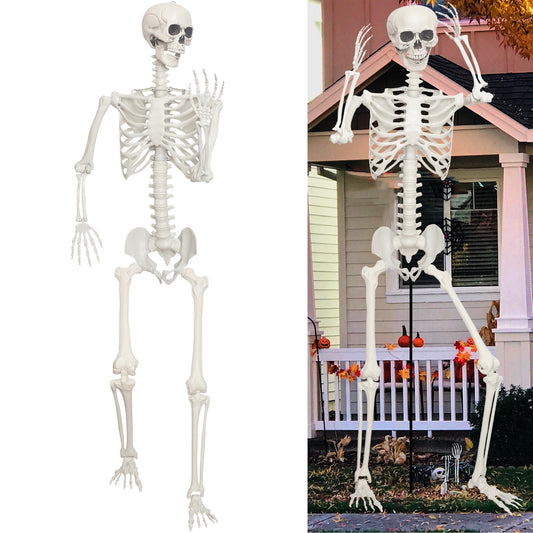 Lodou 1PC 7.9ft/240cm Halloween Giant Skeleton Full Body Realistic Human Bones with Adjustable Joints for Indoor Outdoor Halloween Decor