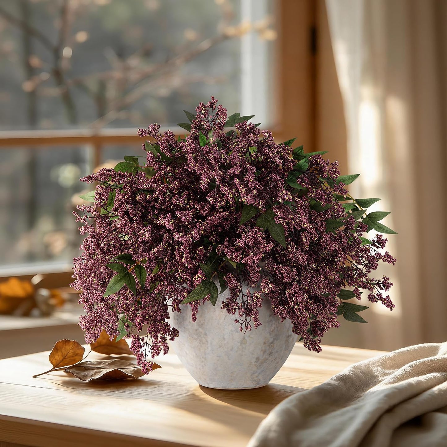 Miaikoe 3 Pcs Artificial Berry Stem 36" Realistic Flowers Picks Branches Faux Stem Spray DIY for Holiday Seasonal Farmhouse Mantel DIY Home Decorations (Dusty Plum)