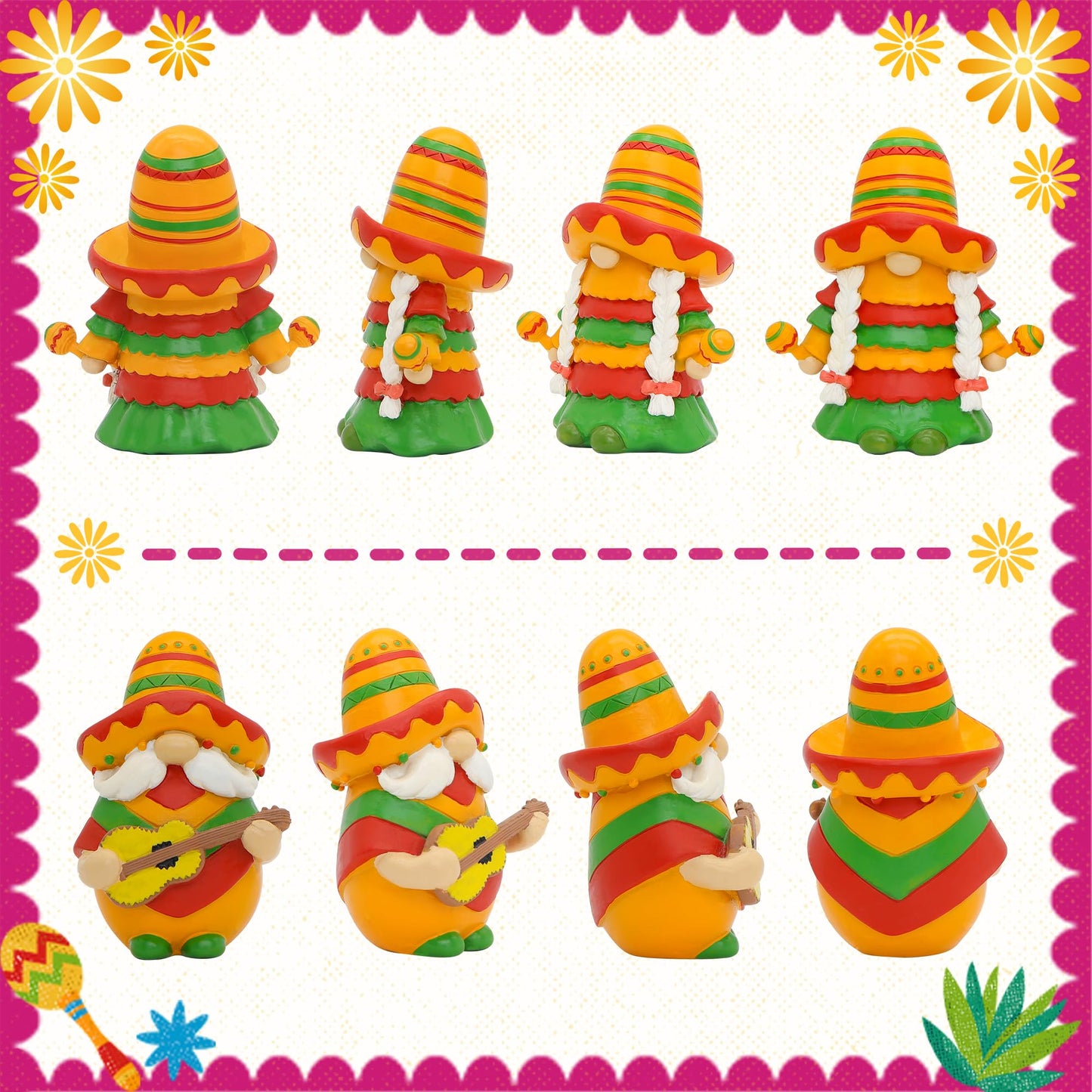 Uniboho Cinco de Mayo Decorations Cinco de Mayo Gnomes Fiesta Gnome Mexican Taco Tuesday Home Kitchen Tiered Tray Decorations