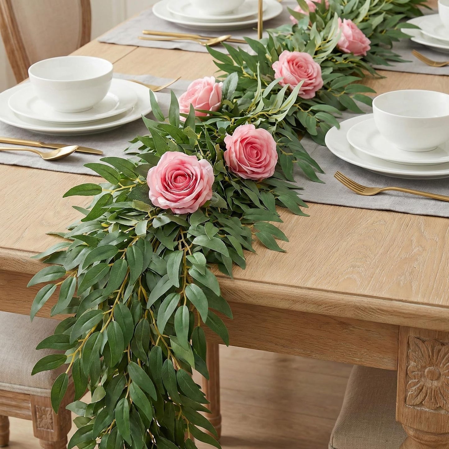 6.56Ft Artificial Vines Garland Silk Italian Ruscus Greenery for Table