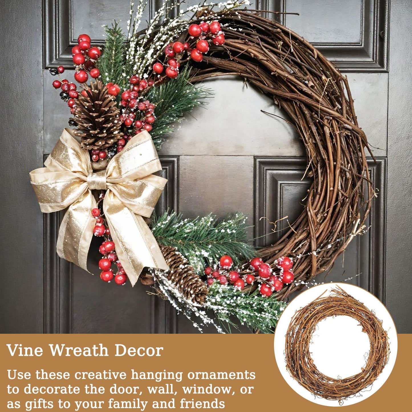 4 Pcs Grapevine Garland - DIY Crafts Natural Grapevine Wreaths, 13 Feet Long Vine Branch Wreath, Rattan Wreath for DIY Christmas Craft, Front Door Wall Hanging, Wedding and Party Decors