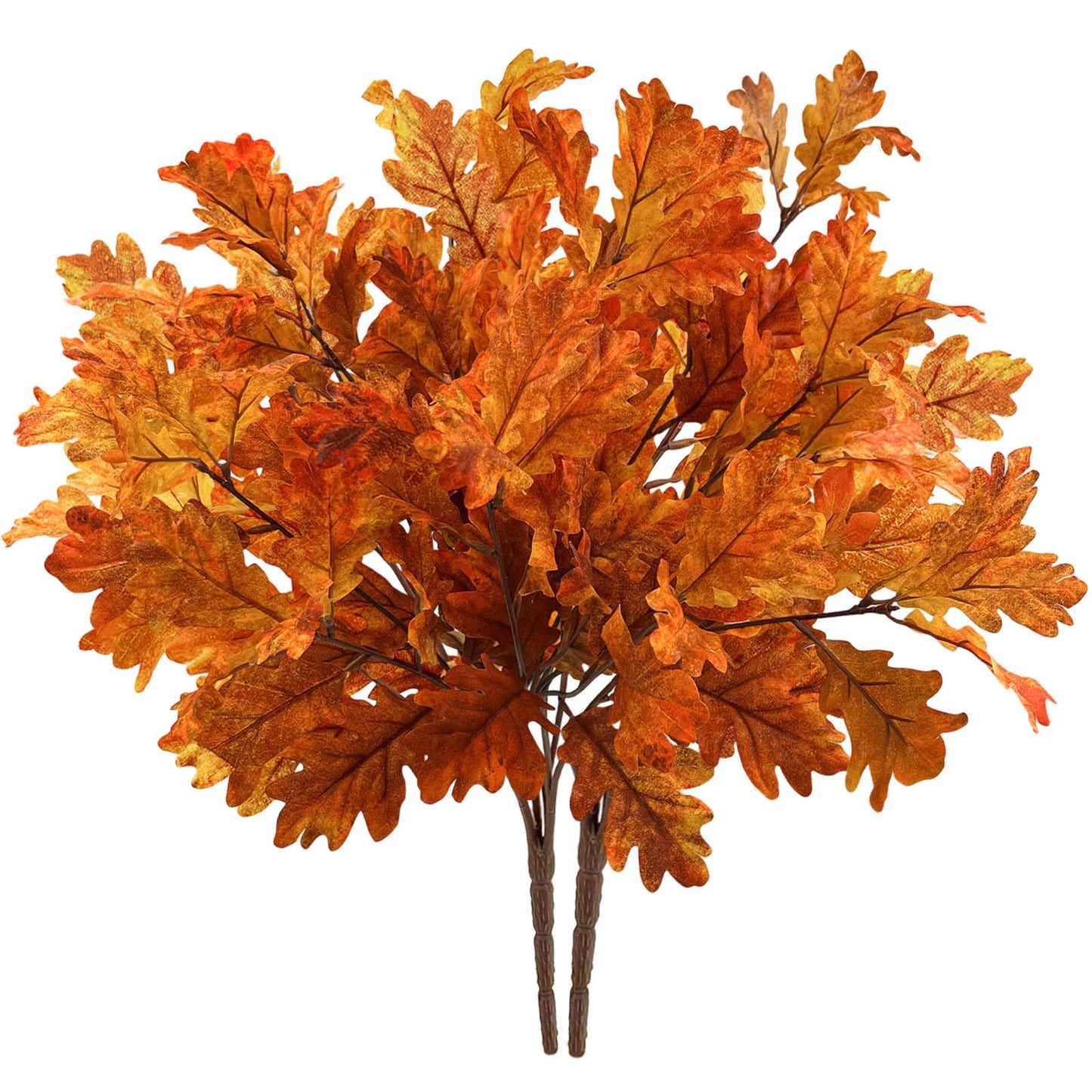SNAIL GARDEN 2 Pack 21.6in/55cm Artificial Fall Stems with 106 Ombre Leaves,Realistic Autumn Foliage for Vase Fillers, Thanksgiving & Halloween Decor