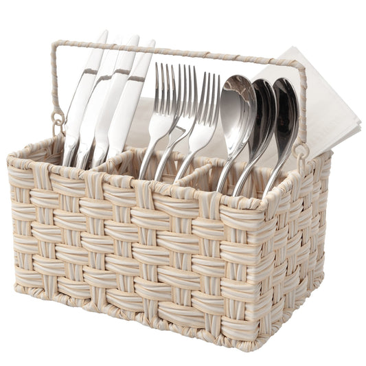 GRANNY SAYS Wicker Utensil Organizer, Silverware Caddy, Countertop Spoon and Fork Holder