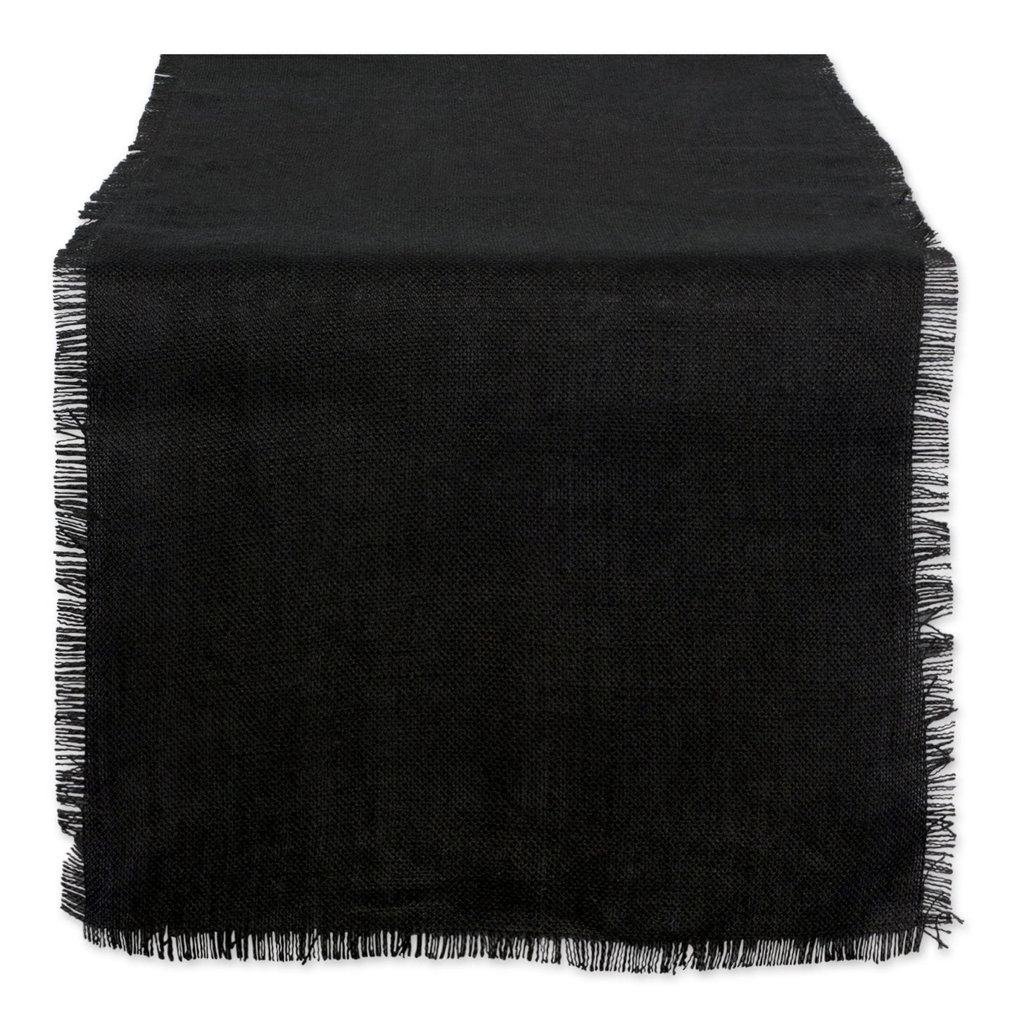 DII Jute Burlap Collection Kitchen Tabletop, Table Runner, 15x74, Solid Black
