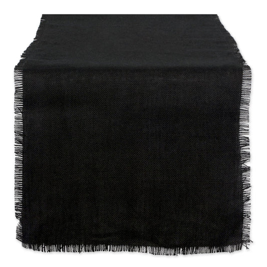 DII Jute Burlap Collection Kitchen Tabletop, Table Runner, 15x74, Solid Black