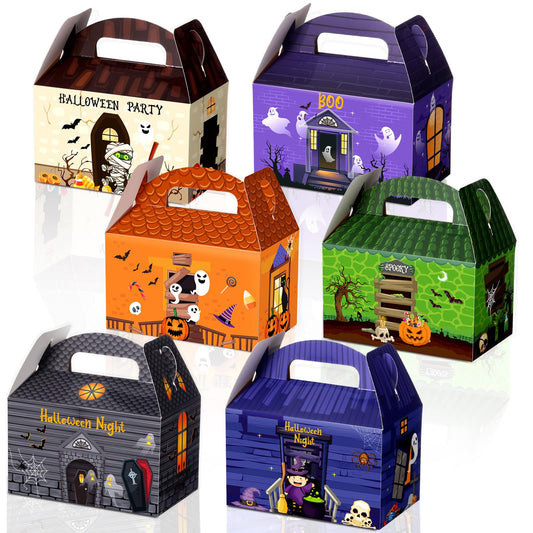 TaoBary 24 Pieces Halloween Candy Treat Box Set Halloween Goodie Boxes Favors Boxes for Birthday Treat Cookies Goodie Box Supplies(House Style)