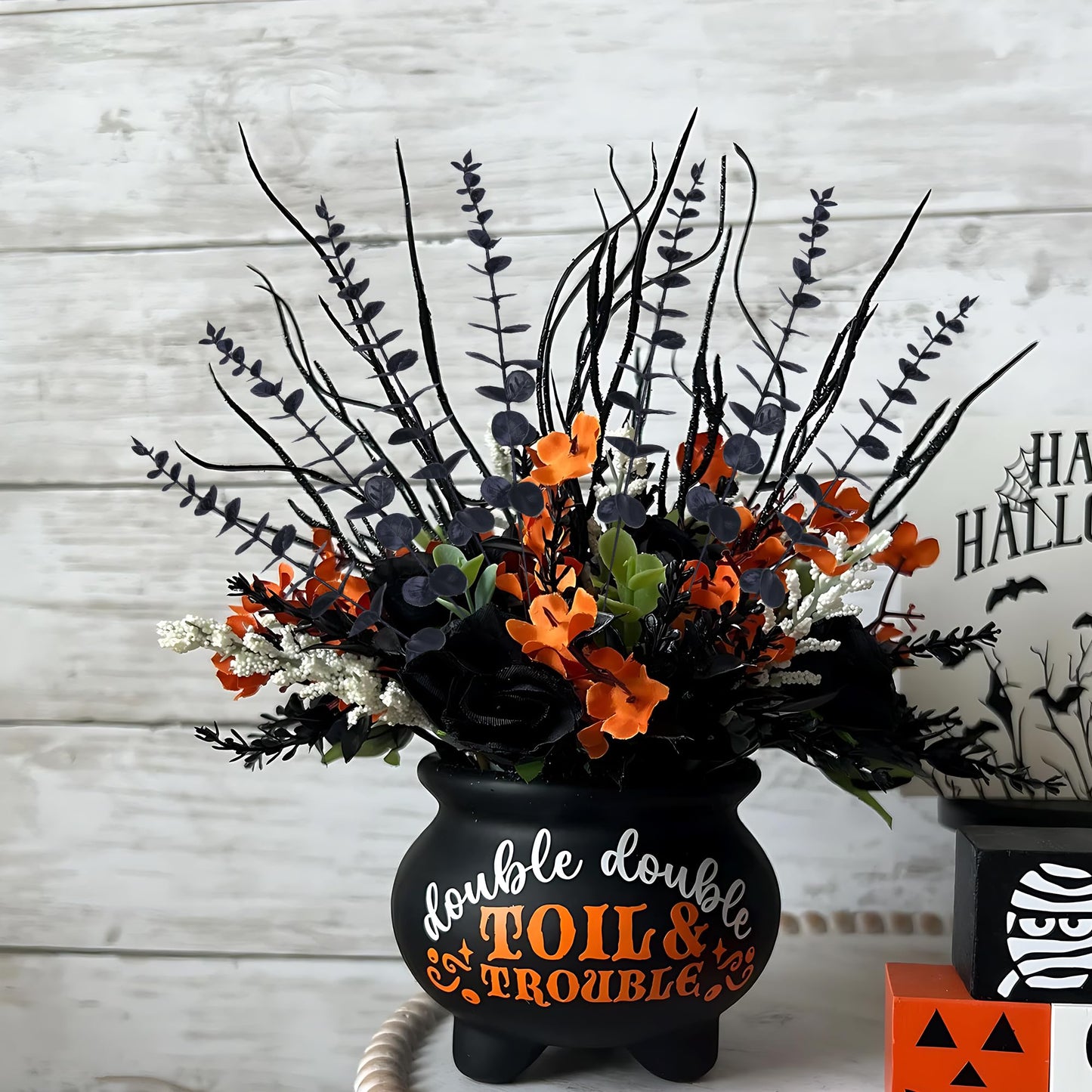 summer flower 26Pcs Black Artificial Eucalyptus Stems Faux Halloween Flowers Eucalyptuses Home Decor (26, Black)