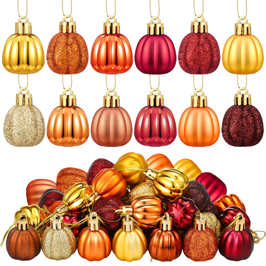 Colingmill 36 Pcs Fall Tree Ornaments Pumpkin Hanging Ornaments Thanksgiving Fall Decorations Mini Pumpkin Ball Decorations Farmhouse for Small Tree Autumn Home Halloween Party(Fresh,Yellow)