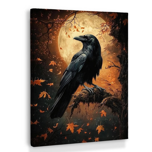XINCEYWJ Vintage Crow Decor, Fall Gothic Raven Wall Art Decor, Raven Canvas Art Prints Framed, Dark Gothic Halloween Autumn Raven Pictures Wall Decorations for Home Bedroom Living Room, 11x14 Inches