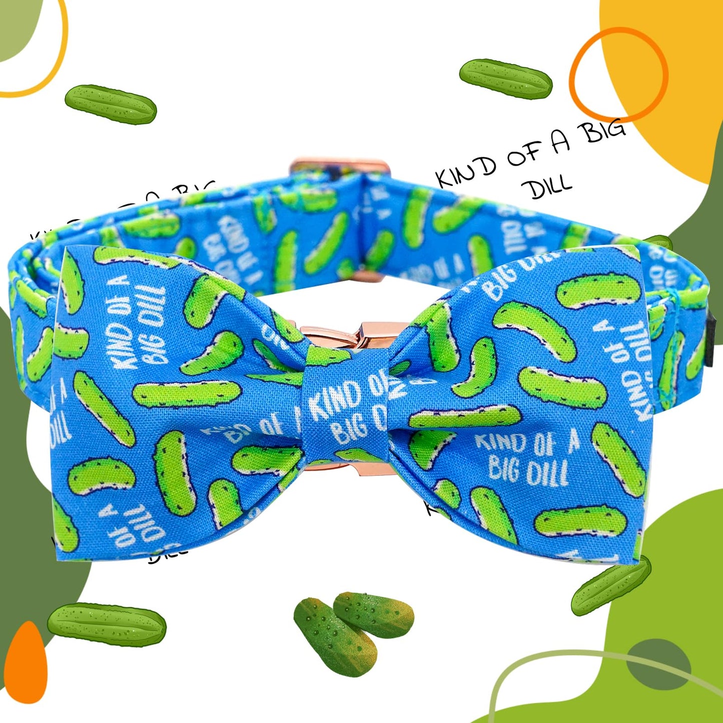 Elegant little tail Dog Collar, Dog Collar with Bow tie, Dill Pickles Print Pet Collars Pet Collar Boy Cute Bowtie Collar Dog for Medium Dogs