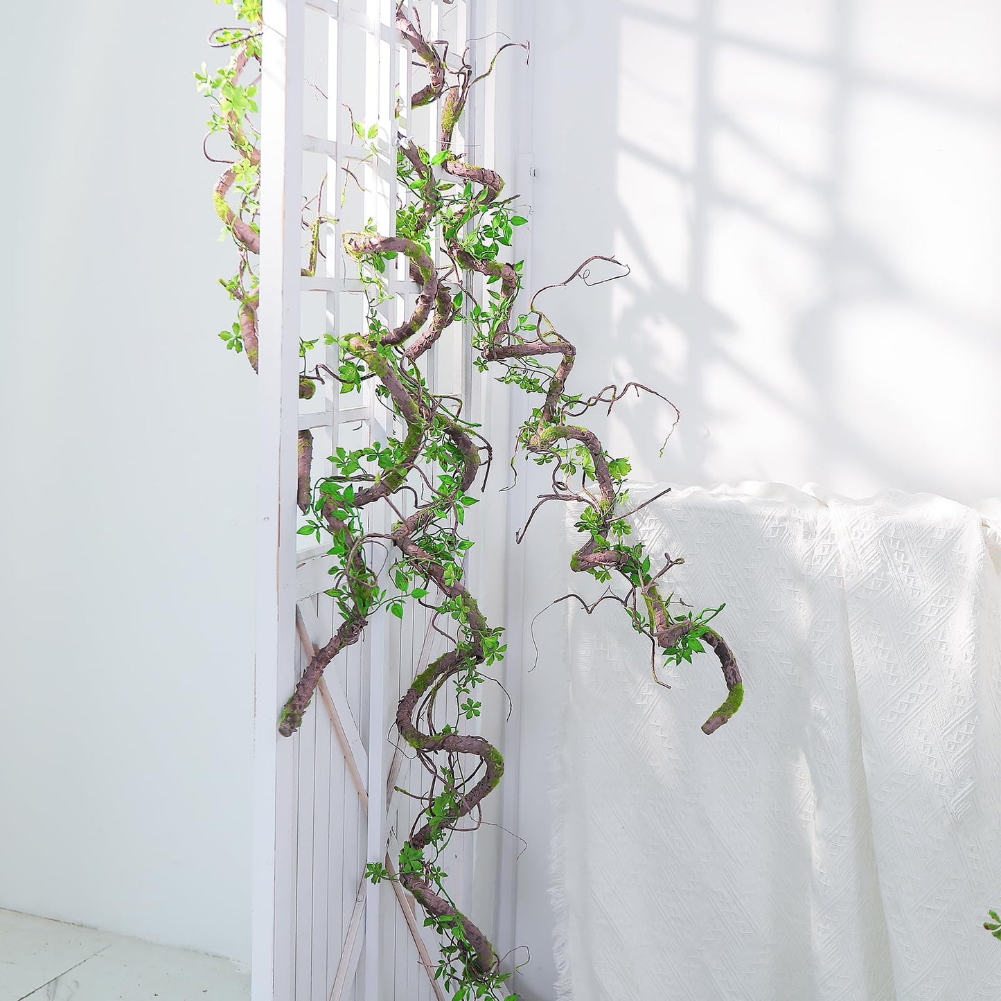71 Inch Bendable Artificial Tree Vines Twine Branches Moss Greenery Plants Reptile Climbing Garland Twigs for Outdoor Camping Garden Wall Pipes Hanging Halloween Christmas Yules Decoration