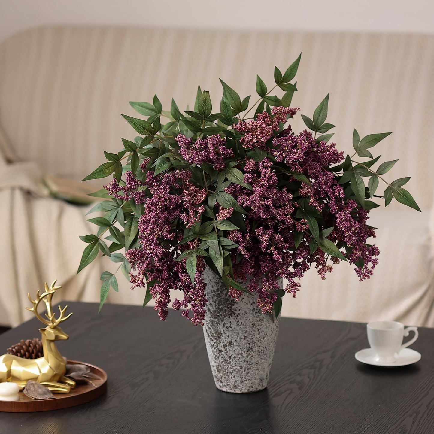 4 Pcs 36" Artificial Nandina Berry Stem, Fake Plant Branches(Dusty Plum)