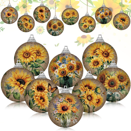 Outus 16 Pcs Vintage Summer Sunflower Ornaments Balls for Tree Summer Flower Decorations Sunflower Ornaments Farmhouse Floral Hanging Spring Decor for Small Tree Home Party Craft Decor