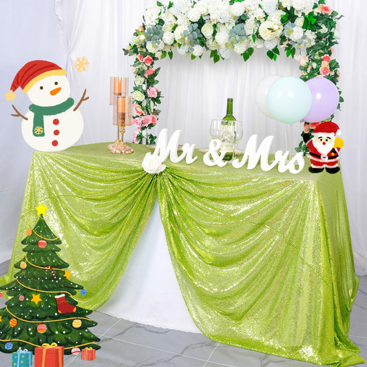ShinyBeauty Sequin Tablecloth Olive Green 60x102 Inch Rectangle Sparkly Fabric Tablecloths Sequins Rectangular Table Cloth for Wedding Party Cake Sweetheart Tablecover